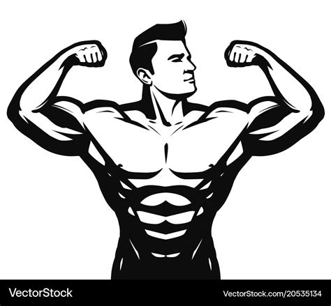 Gym sport bodybuilding logo or label strong man Vector Image