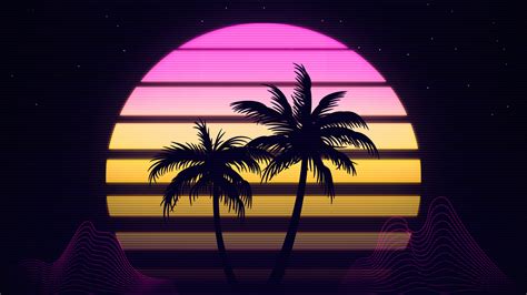 1920x1080 Palm Trees Retrowave 4k Laptop Full HD 1080P ,HD 4k Wallpapers,Images,Backgrounds ...