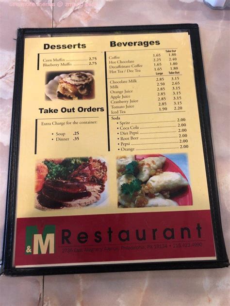 Menu at M & M Restaurant, Philadelphia