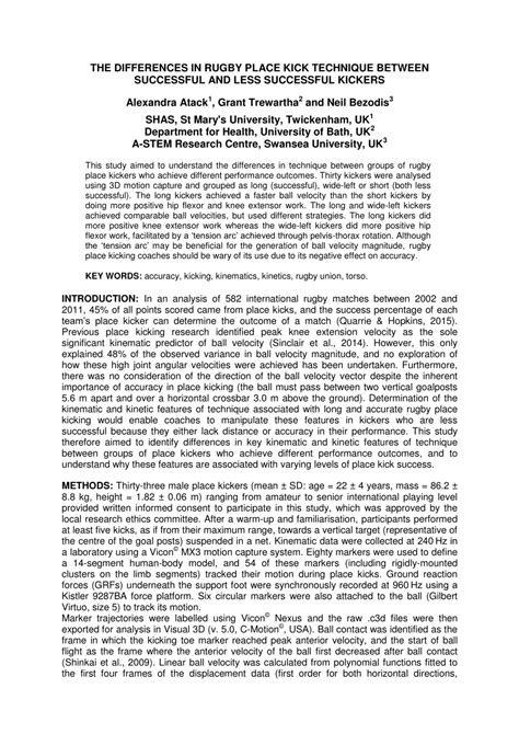 (PDF) The differences in rugby place kick technique between successful ...