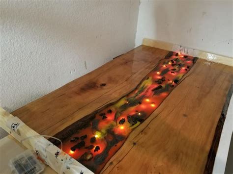 Resin Epoxy Lighted Lava River Table
