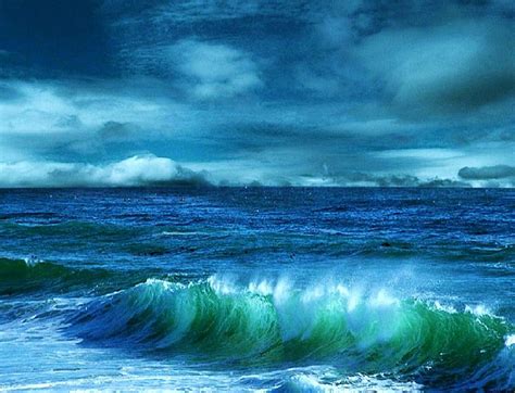 Ocean blue, beach, foam, blue green, blue sky, waves, clouds, HD ...