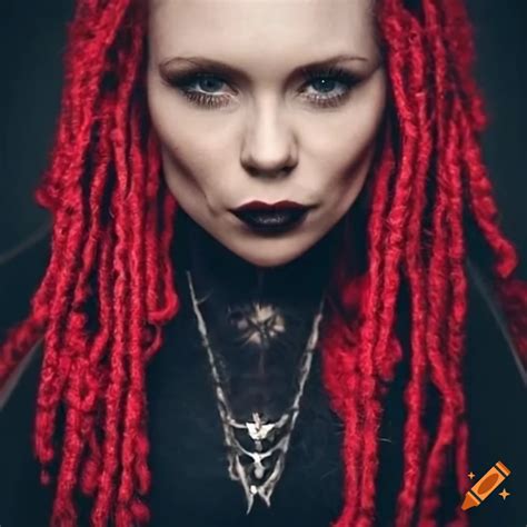 Portrait of myanna buring with red lips and dreadlocks on Craiyon