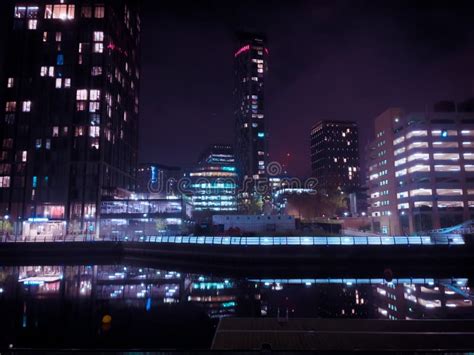 Beautiful Illuminated Downtown Skyline at Night in Liverpool, UK Editorial Stock Photo - Image ...