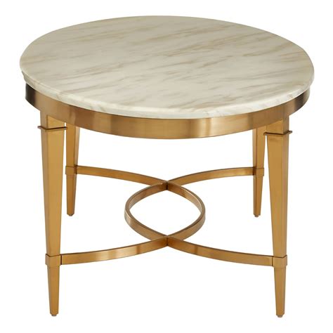 Oval Marble Coffee Table with Gold Finish Base
