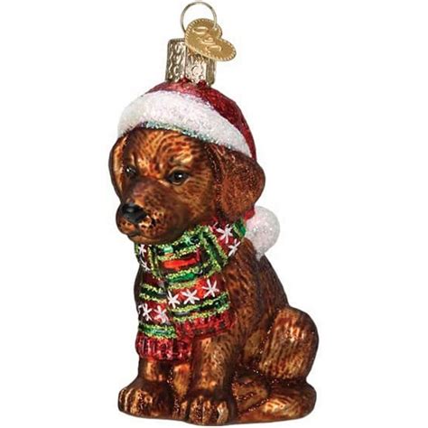 Old World Christmas Holiday Chocolate Labrador Puppy Glass Blown Ornaments for Christmas Tree ...