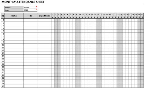 Free Printable Attendance Sheet Excel PDF, Word, Template | Attendance ...