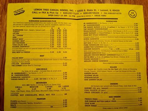 Lemon Tree Casual Dining Menu, Menu for Lemon Tree Casual Dining, Lemont, Chicago - Urbanspoon ...