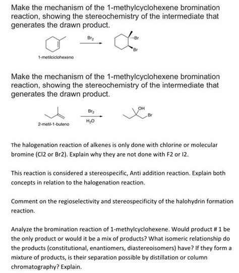 Solved Make the mechanism of the 1-methylcyclohexene | Chegg.com