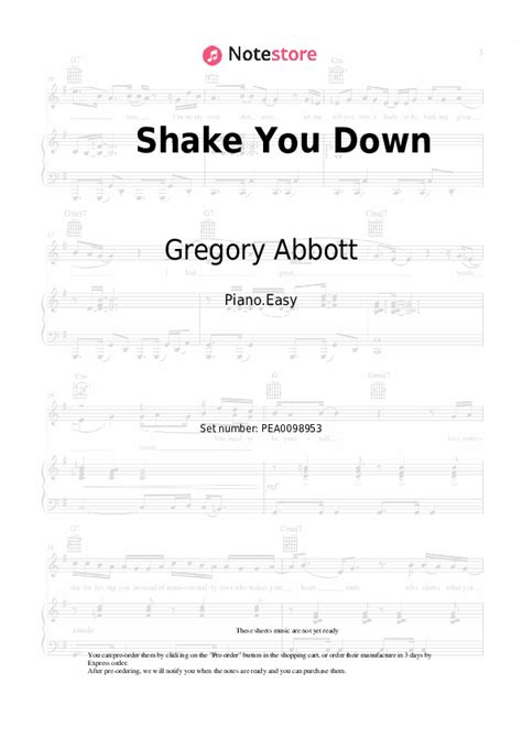 Gregory Abbott - Shake You Down piano sheet music in Note-Store.com ...