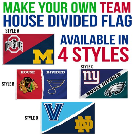 an advertisement for the house divided flag in four styles, including 4 ...