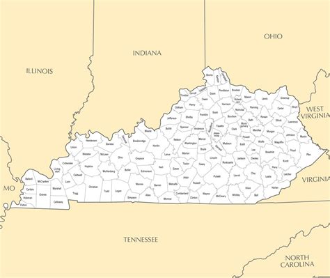 Large administrative map of Kentucky state with major cities | Kentucky ...