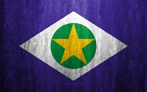 Download wallpapers Flag of Mato Grosso, 4k, stone background, Brazilian state, grunge flag ...