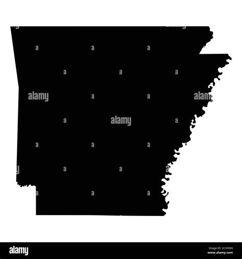 Arkansas AR state Map USA. Black silhouette solid isolated map on a white background. EPS Vector ...