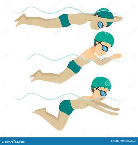 Swimming Man Breaststroke Style Stock Vector - Illustration of pool, athlete: 108262792