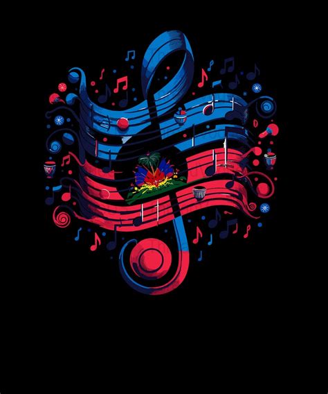 Haitian Flag Art T-shirt, Digital Download, Vibrant Musical Design ...