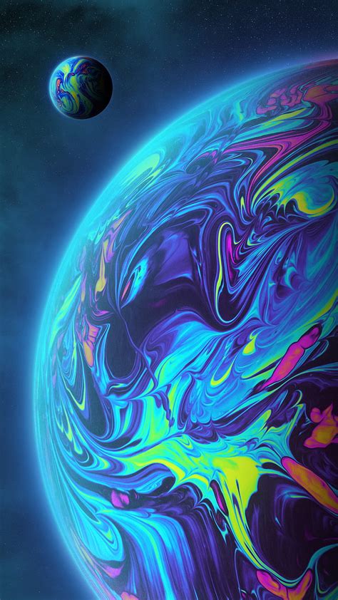 Two Colorful Planets, Fluid, Galaxy, Geoglyser, bonito, blue, cosmo, cosmos, HD phone wallpaper ...