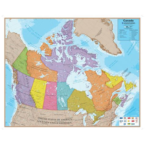 French/English Canada Wall Map-With Flags (47"H x 38"W) - OTHM06