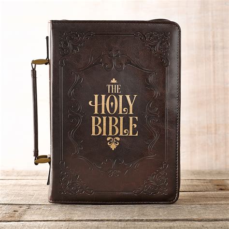 The Holy Bible Dark Brown Faux Leather Classic Bible Cover ...