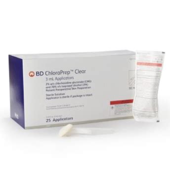 Box of ChloraPrep Clear 3mL CHG Prep Applicators BD 930400- Box/25