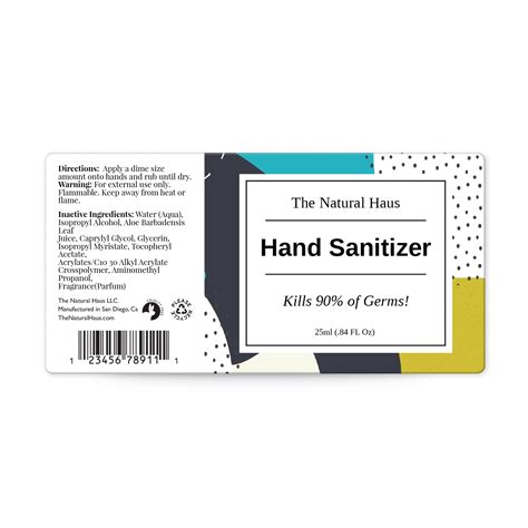 Hand Sanitizer Label Template