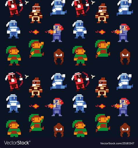 Retro videogame arcade characters collection Vector Image