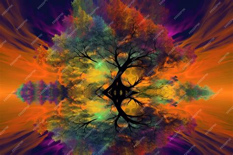 Premium AI Image | A colorful tree with a black hole in the middle.