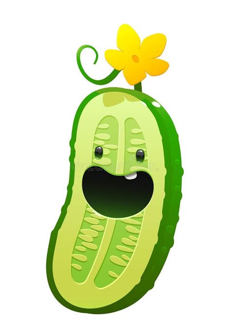 Cucumber Cartoon Character Bright Juicy on a White Background Stock Vector - Illustration of ...