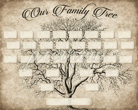 Vintage 5 Generation Family Tree Print Template Instant Download ...