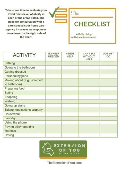 Printable Adl Checklist