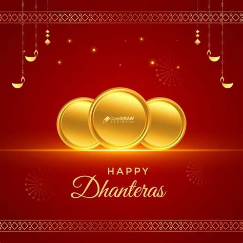 Traditional Dhanteras Indian Festival Wishes Card Background Vector ...
