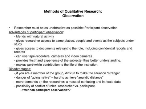 PPT - Methods of Qualitative Research: Observation PowerPoint Presentation - ID:4100738