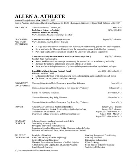 Student Athlete Resume Template