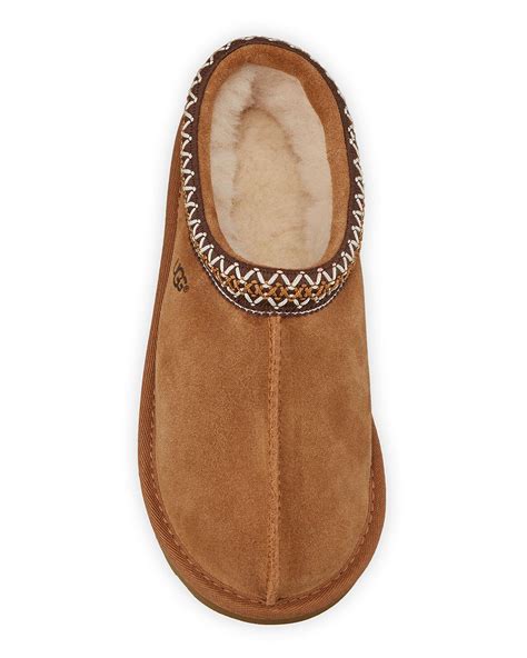 UGG Tasman Suede Fur-lined Slippers in Chestnut (Brown) - Lyst