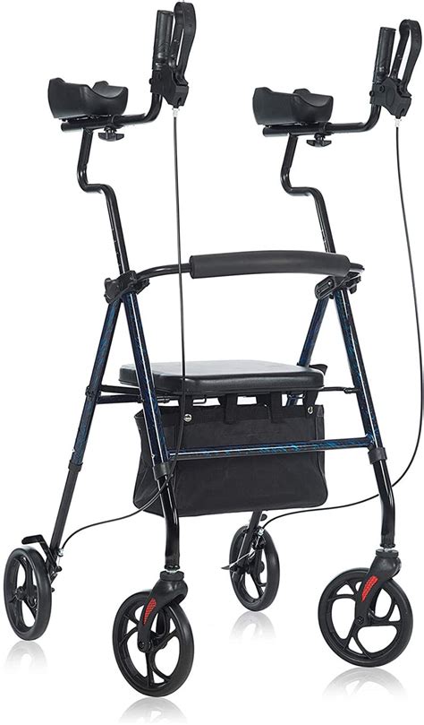 ELENKER® Tall Upright Walker Forearm Rollator Walker Stand Up Rolling Walker with Padded Seat ...