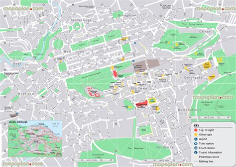 Edinburgh top tourist attractions map - New map showing travel sites ...