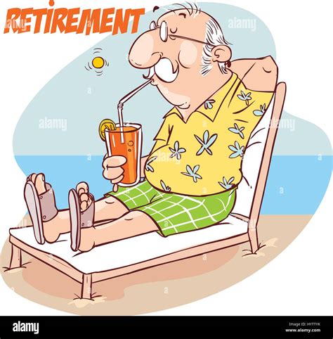 A vector illustration of happy senior retirement at the beach Stock ...