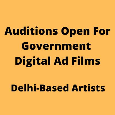 Auditions open for government digital ad films - Males and Females