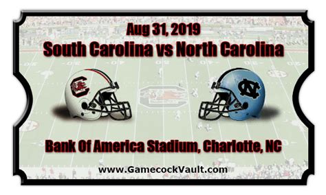 South Carolina Gamecocks vs North Carolina Tar Heels Football Tickets | 08/31/19