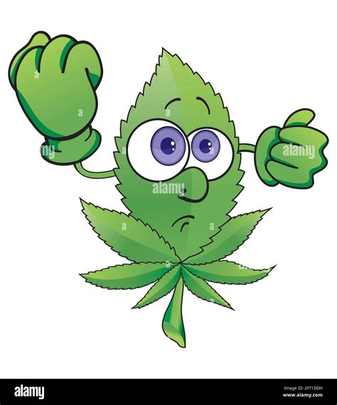 Hemp Leaf. Cute funny Weed marijuana leaf. Cartoon mascot character ...