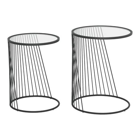 Modern Home Set of 2 Clear and Black Round Nesting Tables 21" | Michaels