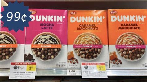 99¢ Dunkin' Mocha Latte & Caramel Macchiato Cereal :: Southern Savers