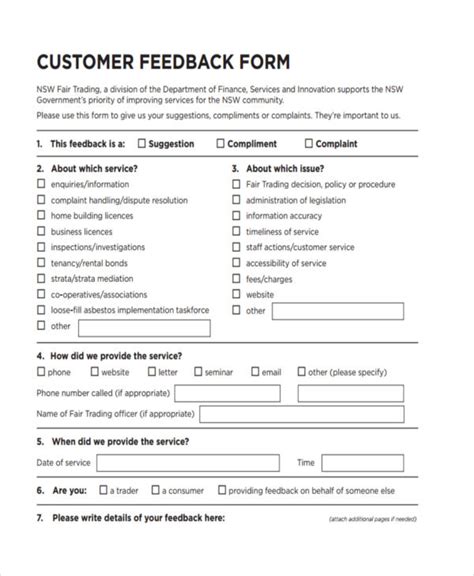 FREE 19+ Customer Feedback Forms in PDF