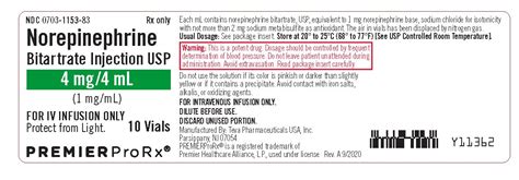 Norepinephrine Injection Concentrate - FDA prescribing information ...