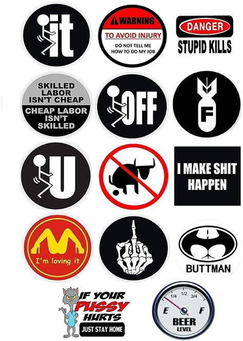 Funny Hard Hat Stickers - Best Seller - 14 Decal Value Pack. Great for a Construction Toolbox ...