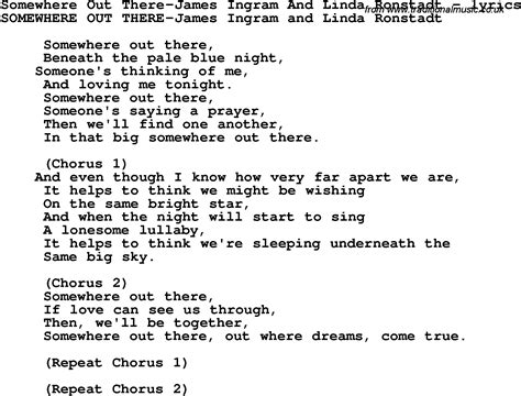 Linda Ronstadt Somewhere Out There : Somewhere out there, someone's ...