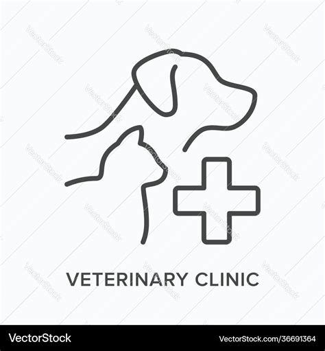 Veterinary clinic flat line icon outline Vector Image