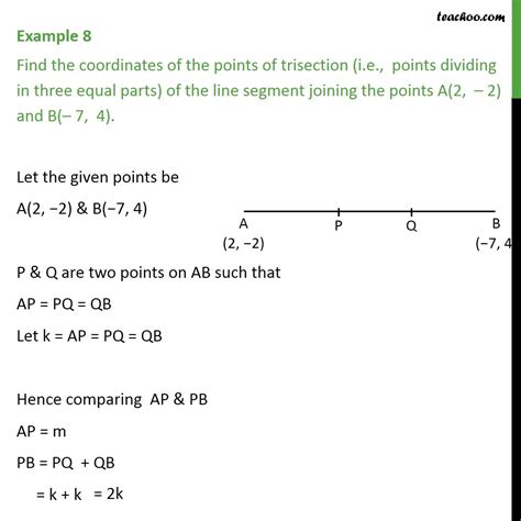 Example 8 - Find coordinates of points of trisection - Examples