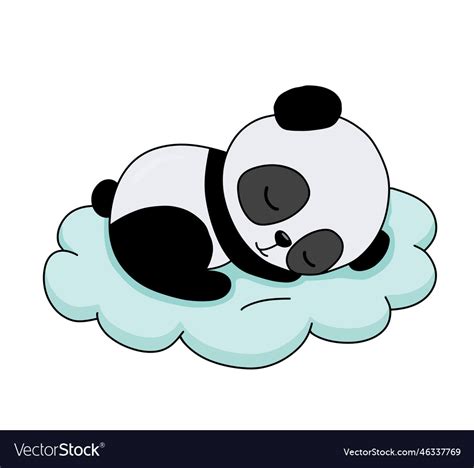 Cute dreaming baby panda on cloud cartoon hand Vector Image