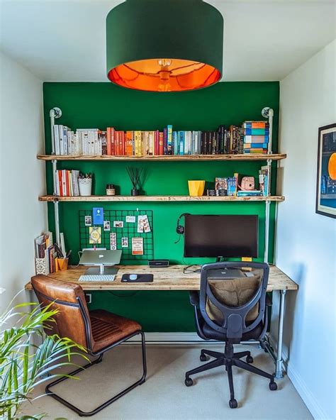 Industrial style reclaimed wood home office desk and shelving ...